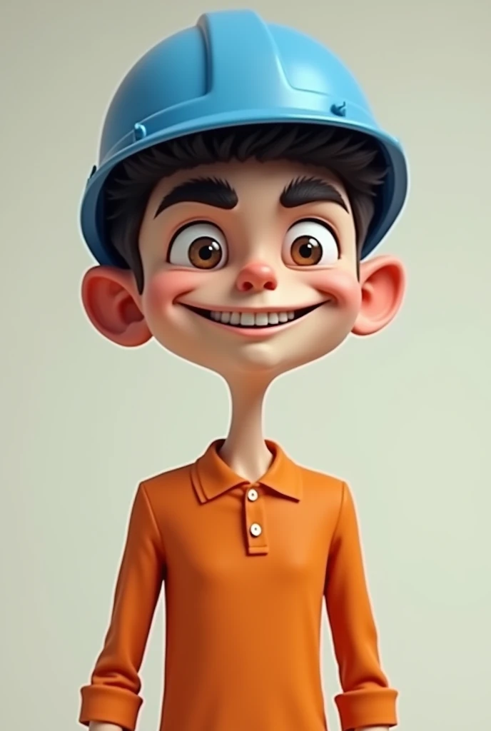 A happy cute boy standing short hair with dark blue cap , vestindo uma camisa azul , , fundo branco, barnet, Tom, Estilo Pixar, ......3d, desenhos animados, rosto detalhado, asymmetrical 16k