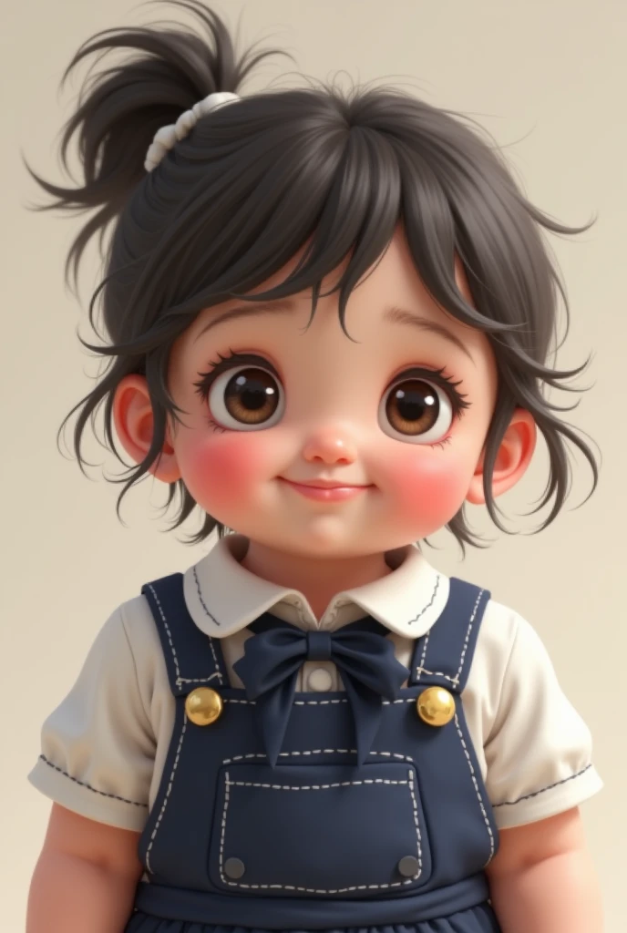 Big head doll,big head, small body, Mini Body,top-heavy, cute,Doll Body,Short hands, short feet,Short legs, 1girl, white shirt, track_pants,( black shor hair,bob cut), smile, looking at viewer <lora:bigHeadDoll_v01:1>