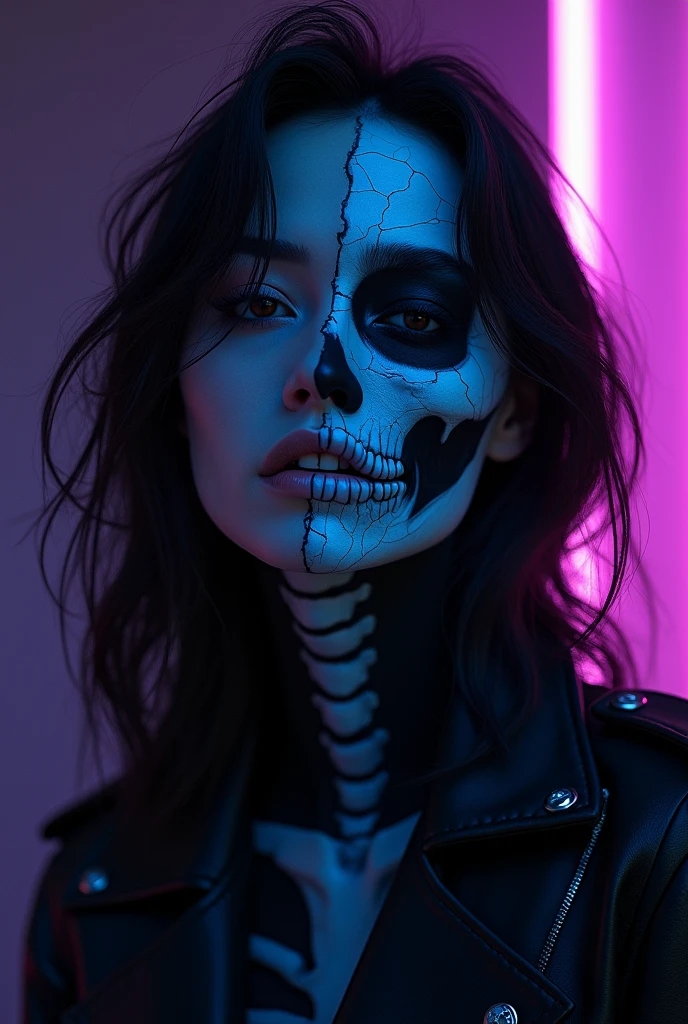 best quality, masterpiece, detailed, realistic, RAW photo, head shot, a woman,  halloween makeup