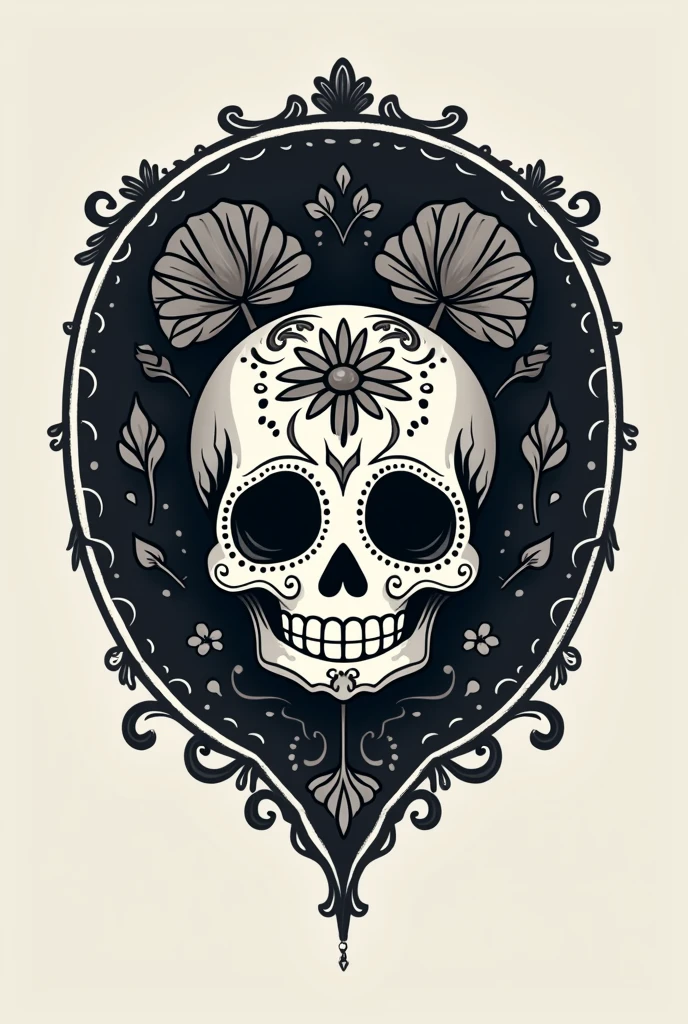 design of a skull tattoo with floral patterns