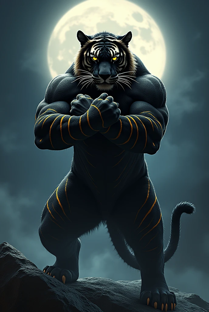 Original Artwork画风,doll,("Vicious,Roar",)Dark Keeper,"Chinese Tiger Demon",,Western Mythology,ferocious,huge,Full body front view,Full body portrait author:Ian McQue, Impressive & Practical, Ultra Detailed, Crazy details, Intricate details, Kinesiology, editorial art, tilt blur, Super Resolution, Megapixels, Unreal Engine 5, Studio Lighting, volume, Optical, Diffusion luminescence, shadow, Proportion, Rough, sparkling, Ray tracing Reflections, smooth, Lumen reflection, Screen Space Reflections, Diffraction level, Chromatic Aberration, National standard conversion, Ray tracing, Ray tracing Ambient Occlusion Anti-Ali asing, Post-Processing, Post-production, cel shading, Tone Mapping, Extremely detailed and complex, Hyperpolarizers, smooth, Original Artwork, Super detailed, Dynamic poses, Surrealism, Human Development Index, 8k Dramatic Lighting, Dark, Wide-angle view, panoramic, Main colors:Dark black