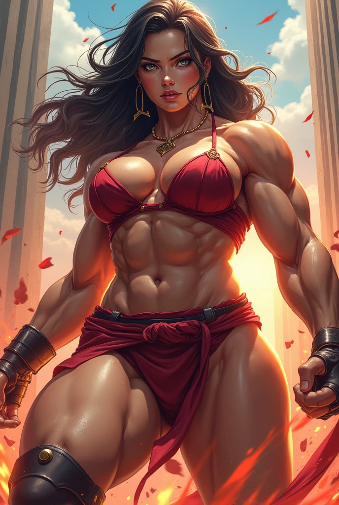 1girl, beautiful, perfect lighting, muscular, thighs, mature female, milf, navel, abs, looking at viewer (masterpiece, high quality:1.1) ,shiny skin