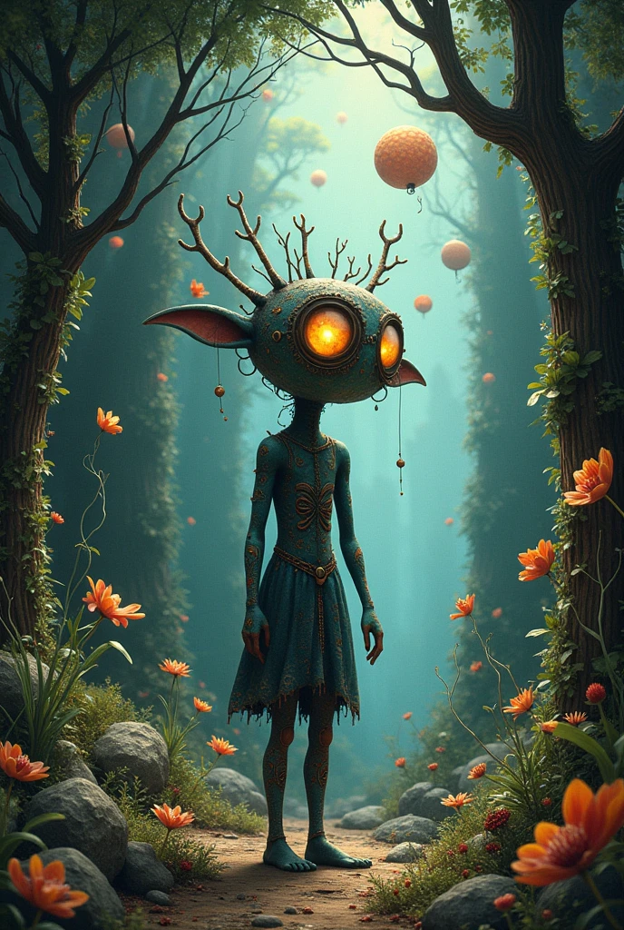 <lora:Phage_XL:1> phage, 8k, female android, on (armchairs), book on desk,(android), mirror,((giant cauldron)),(bunny), (pentagon:2), colorful hair, white bodysuit, porcelain, athletic, white plastic, see through,(ornate:0.9),(joints:1.1),(wires:0.5),FeyFa, fairy wings, (sit:1), clear forest in the background, old book, (dark fog:2), spreading yellow light, tall magical trees, (galaxy:2), dawn, photo