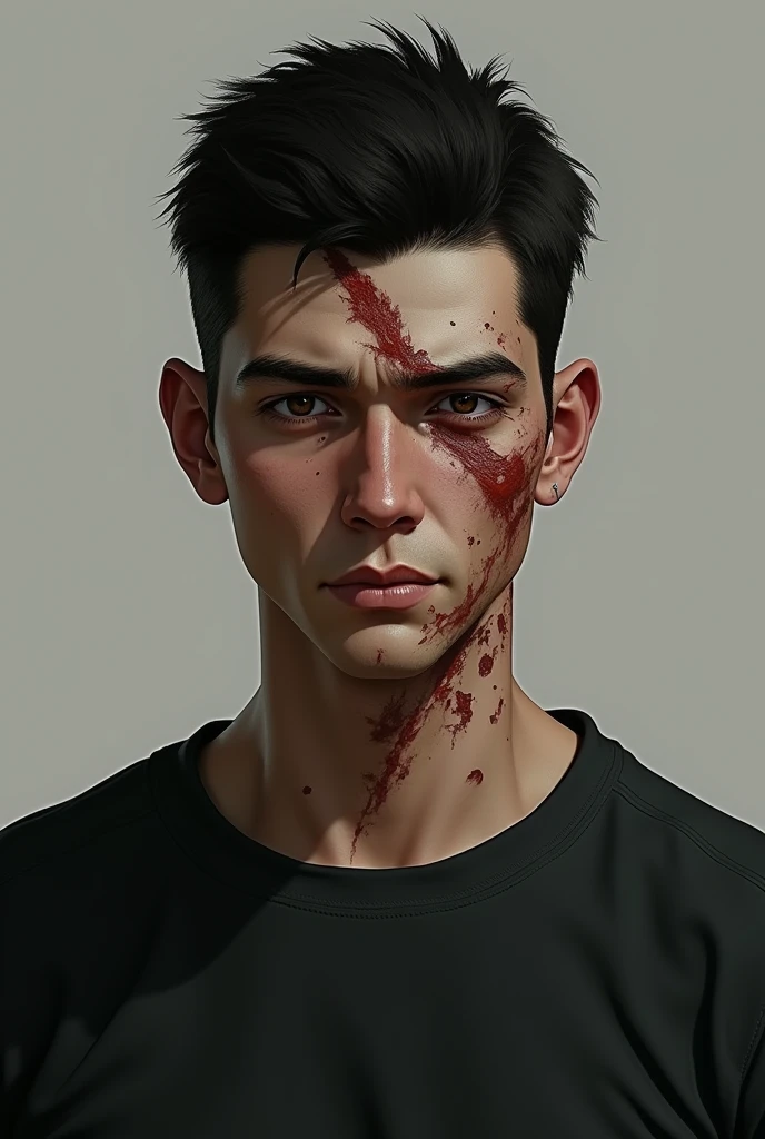 portrait, HANDSOME MEN,white tank top,Sit,Bruised wound,muscular,cigarett, malcolm liepke painting on sensual illustration of an elegant samurai, riot games concept art beauty, eerie, the model draped in flowing, thick oil painting, extremely soft colors, vibrant, highly detailed, , oil on linen, high contrast, dramatic, refined, tonal, a close up of a man with a bloody face and red eyes, with glowing red eyes, with red glowing eyes, red glowing eyes, portrait demon half human, red eyes glowing, glowing red eyes, cyborg zombie, scary look, portrait of a zombie, with red eyes, zombie with white eyes, evil zombie, red - eyed, red-eyed