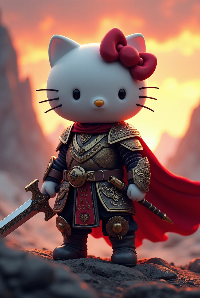 Spawn Snoopy and Hello Kitty Snoopy is wearing knight armor and is protecting Kitty from the creepy demons and gargoyles of hell 