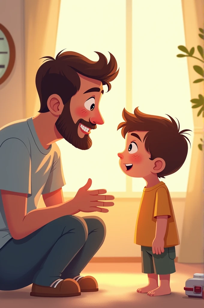 Dad telling a child that he should be like his brothers, (Animated for children)