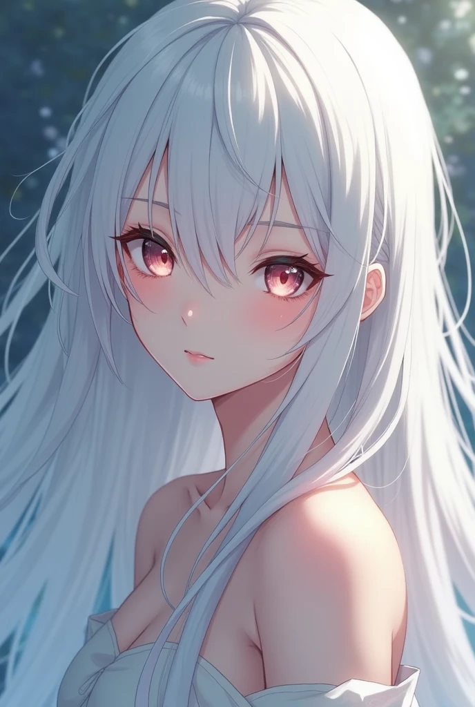 Sexy girl anime with white hair