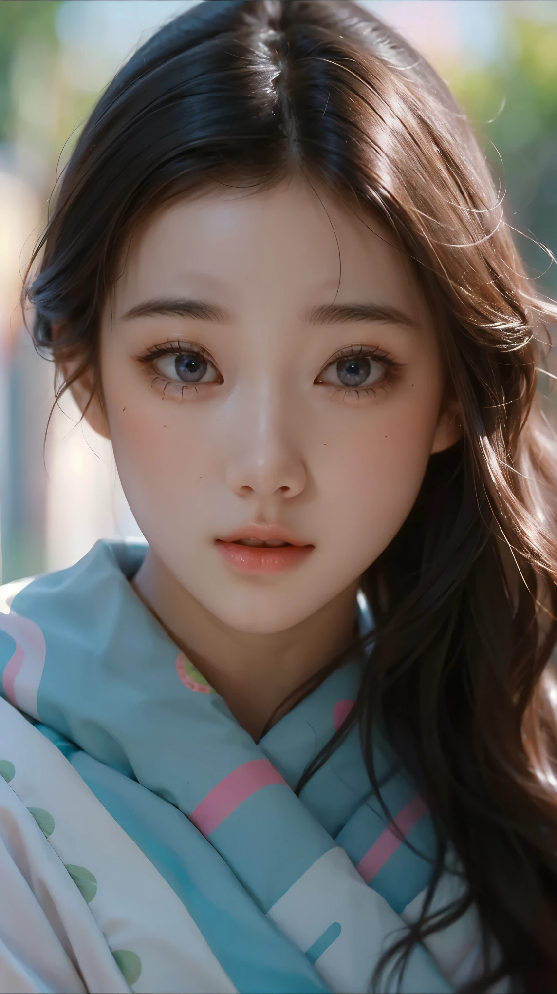 (masterpiece), ( top ), (  High Quality Details), (illustration), ( Watch 1 female ), Staring at the viewer , (Interview),  Beautiful, Detailed Eyes  ,  delicate and beautiful face  , Floating  , (High saturation), (shining),  blue sky, Bright and beautiful face,  skin is young and radiant  , Fair and shining, top 외모 , Very beautiful,  Her big eyes shine with a clear sky blue light while staring at the viewer ,  A beautiful and amazingly beautiful girl staring at her viewer ,