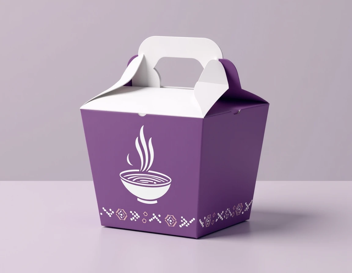 add yellow purple doodles on a chinese food box