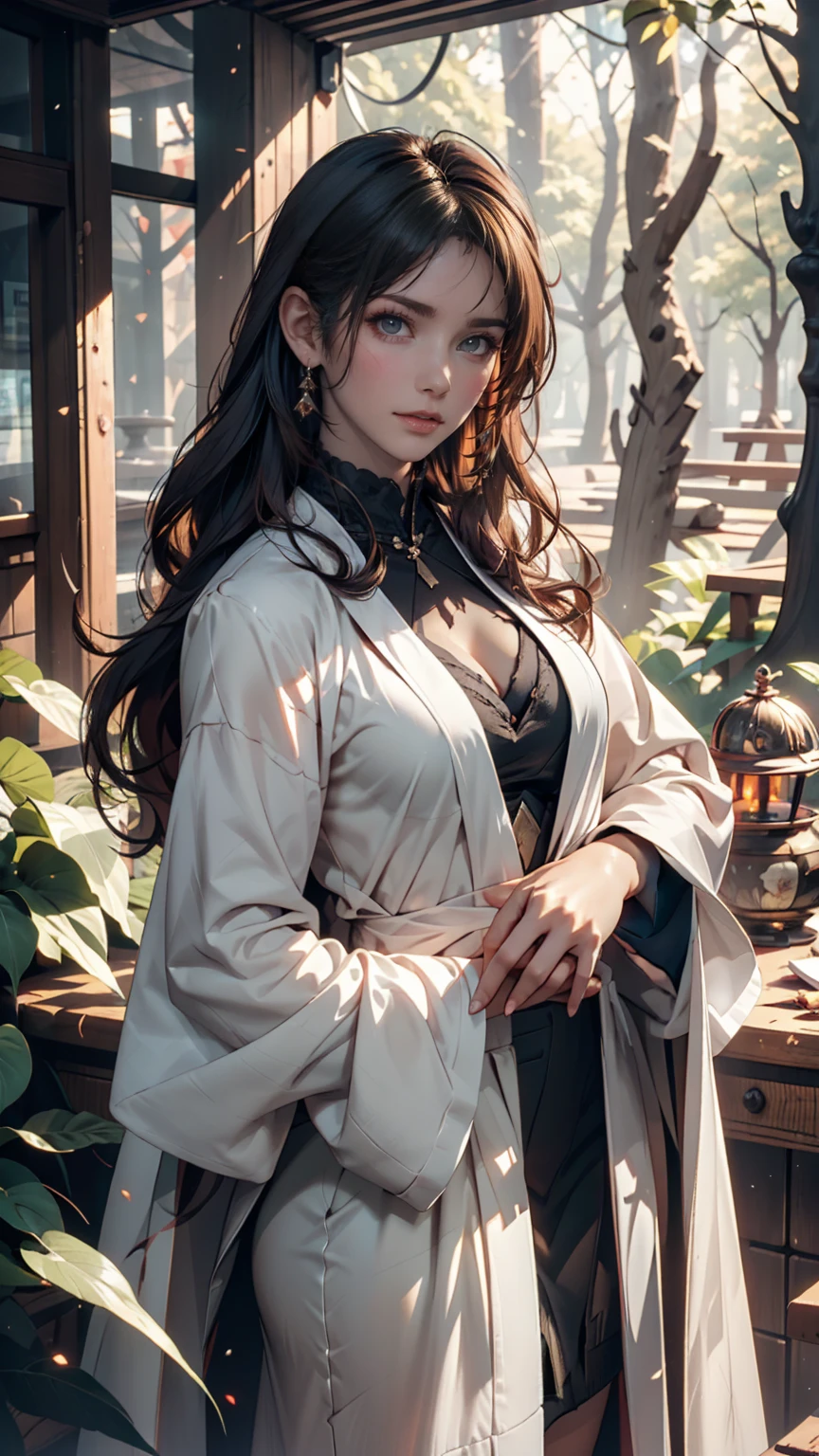 Close-up of a woman with grey hair and a black scarf, Portraits by Jan J, pixiv Contest Winner, Fantasy art, White-haired God, Beautiful character drawings, artwork in the style of Gwaiz, The sharp gaze of the Yuki-onna, Gwaiz, White long hair, of long white hair, Flowing hair and long robes