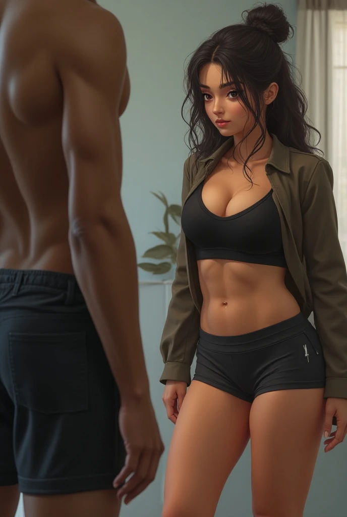 hot indian woman, gorgeous, dark complexion, dark brown hair, sexy body, round bubble butt, small waist, slim-thicc body with slight body fat, ponytail, thick thighs, medium breasts, standing, wearing frayed cut denim jeans, tank top, sneakers, holding pole in busy subway train, (she is surrounded by goup of males), (the males are groping the woman), (the males squeeze her butt:1.3), (the males fondle her breasts:1.3), men grope her all over, men grab her torso, she is groped by many hands, she is groped and fondled by crowd:1.1, side view, far POV, high quality, high res, extreme accuracy, extreme detail, 3d anime