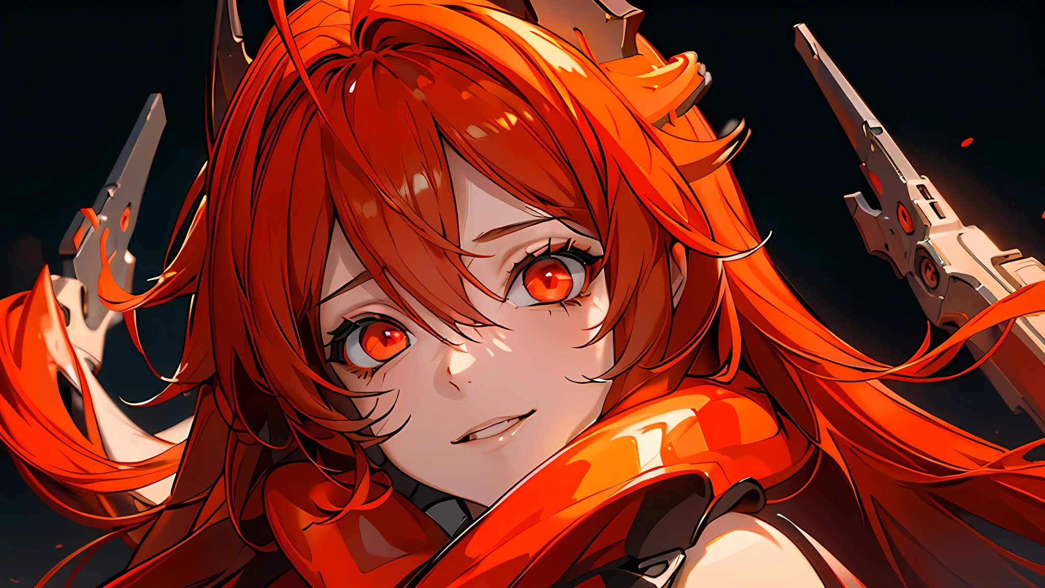 ((Best quality)), ((masterpiece)), (detailed:1.4), 3D, an image of a beautiful cyberpunk female, Yandere , Yandere Face , Trance , Trance Eyes , yameroyandere , constricted pupils , yandere , empty eyes . shaded face , crazy eyes , glowing red eyes , crazy smile , Redhood , long red burning hair , Horn Headgear , Red Jacket Cloth , Red Eyes, Black undercloth, large breasts, Dive under the sea, Undersea as background ,HDR (High Dynamic Range),Ray Tracing,NVIDIA RTX,Super-Resolution,Unreal 5,Subsurface scattering,PBR Texturing,Post-processing,Anisotropic Filtering,Depth-of-field,Maximum clarity and sharpness,Multi-layered textures,Albedo and Specular maps,Surface shading,Accurate simulation of light-material interaction,Perfect proportions,Octane Render,Two-tone lighting,Wide aperture,Low ISO,White balance,Rule of thirds,8K RAW,