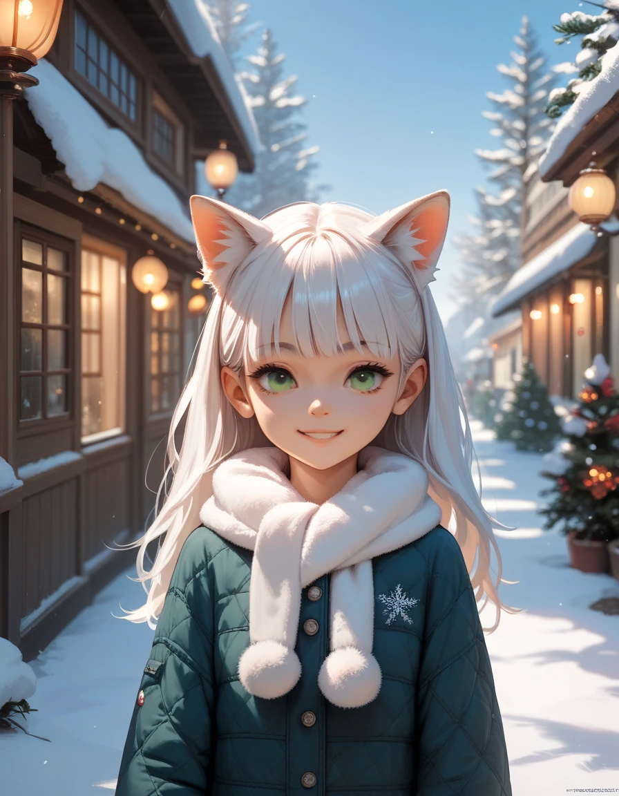 score_9,score_8_up,score_7_up,score_6_up,source_anime,
BREAK
A young fox girl,skinny and frail,(petite,cute:0.5),
green eyes,looking at viewer,
long hair,white hair,
smile,
winter clothes,
outdoors,winter,