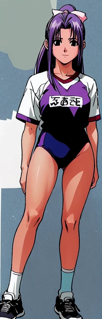 Momoko Koigakubo, with her beautiful legs, stands in a white gym uniform and light navy blue bloomers that look like panties.。high resolution。