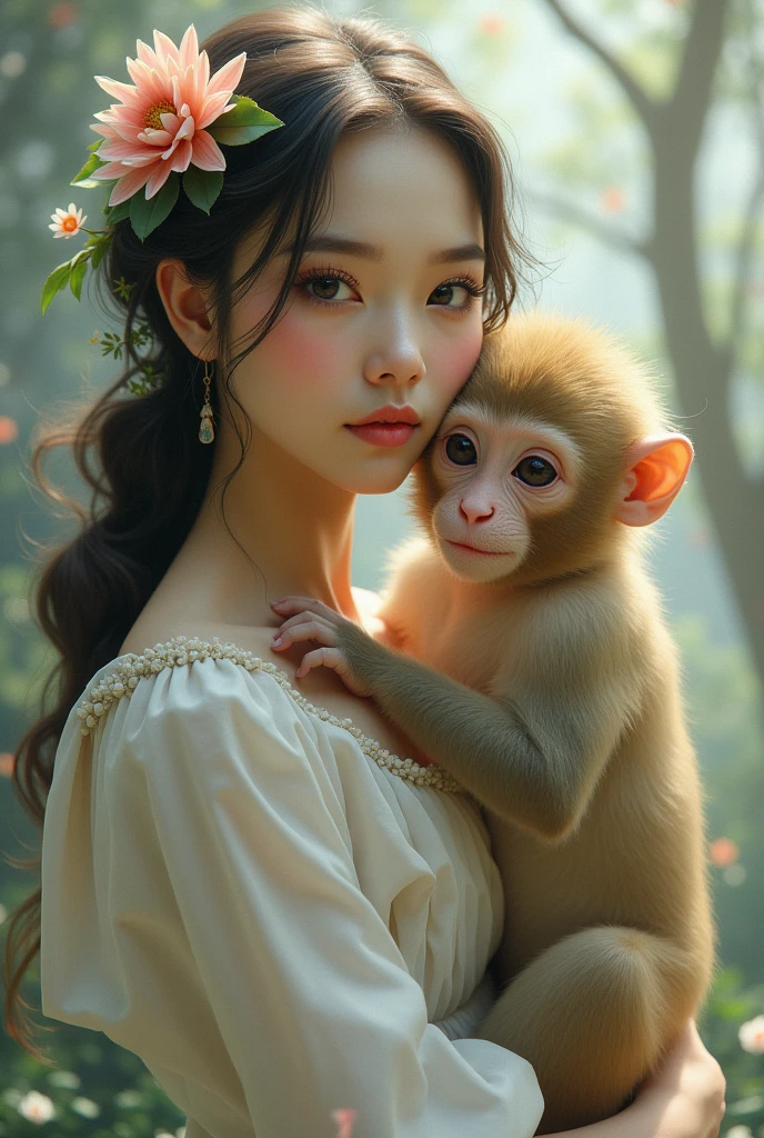 Ultra-detailed CG, perfect fusion of face and monkey body, natural expression, exquisite picture details, exquisite color matching, rendering and light and shadow processing for the best results, dynamic shots and poses, red-hot tones and visual impact.