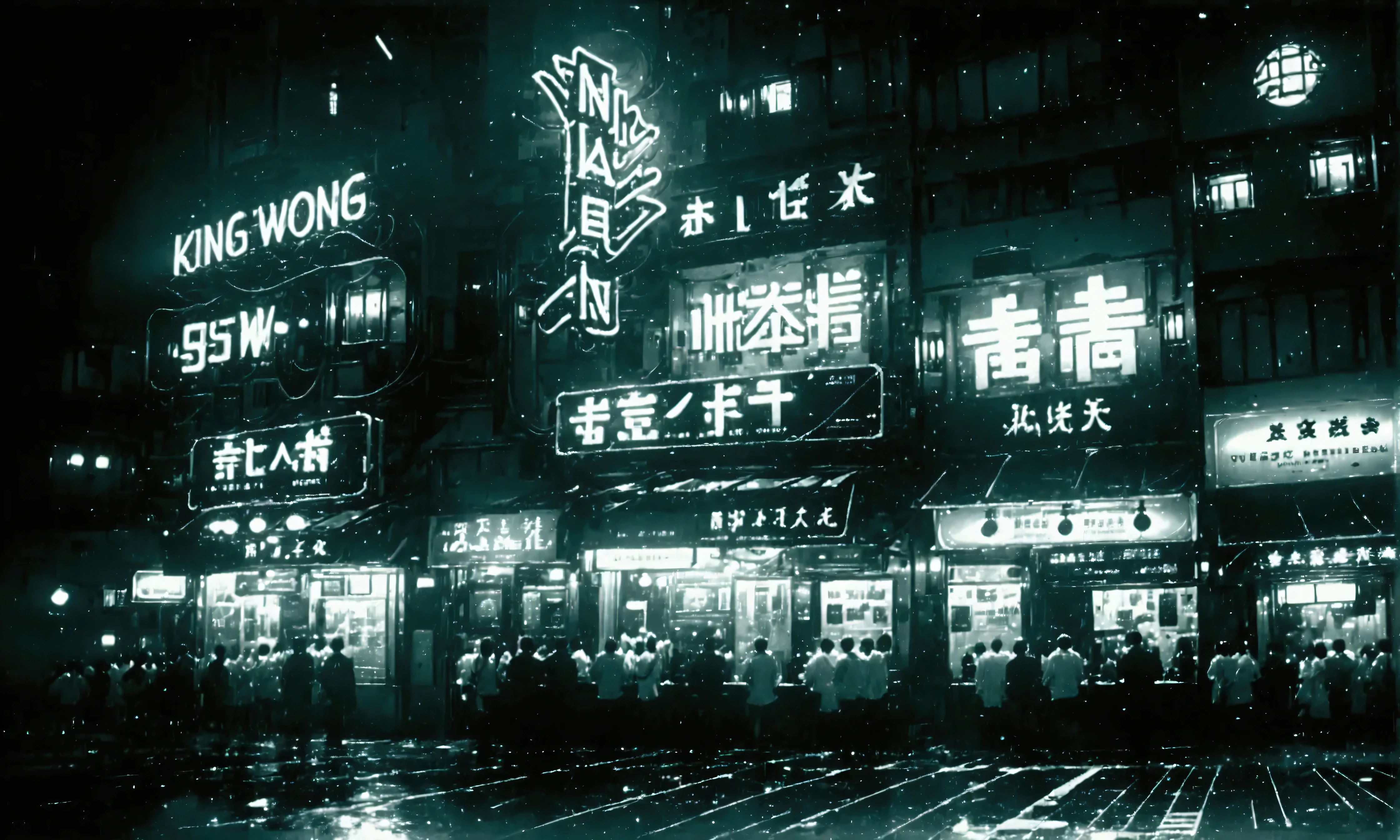 (snapshot:1.3) photo. of Beautiful Hong Kong neon city. realistic photos.Lively people of night (entertainment district:1.3).fixed focal lens, (black and white photos:1.8), high contrast,Hong Kong action cinema style,great lighting,dynamic angle, . BREAK .quality\(masterpiece, best quality,8k,wallpaper of extremely detailed CG unit, high resolution, top-quality, top-quality real texture skin, hyper realistic, increase the resolution, RAW photos, best quality, highly detailed, the wallpaper,golden ratio,high saturation realism, vibrant colors, dramatic lighting, persuasive storytelling, atmospheric scenery, captivating visuals, intricate details, strong emotions,dreamlike world\)