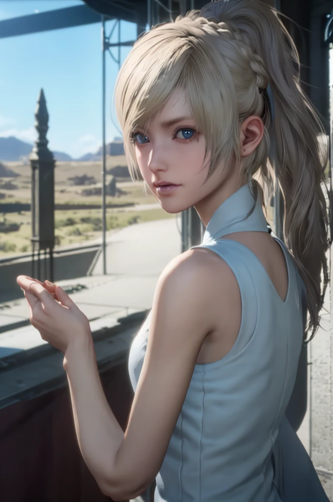 FFLUNAFREYA, 1girl, solo, upper body, facing viewer, looking at viewer, bikini armor