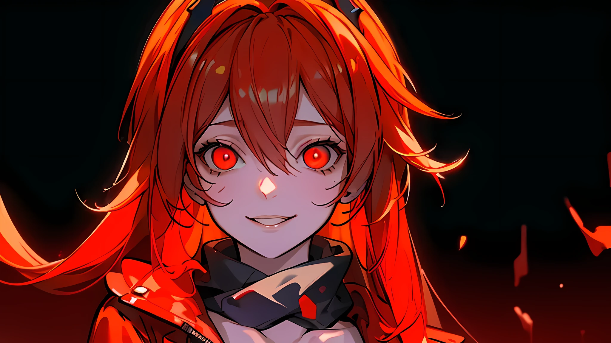 ((Best quality)), ((masterpiece)), (detailed:1.4), 3D, an image of a beautiful cyberpunk female, Yandere , Yandere Face , Trance , Trance Eyes , yameroyandere , constricted pupils , yandere , empty eyes . shaded face , crazy eyes , glowing red eyes , crazy smile , Redhood , exposed chest , long red scarf , long red burning hair , Horn Headgear , Red Jacket Cloth , Red Eyes, Black undercloth, large breasts, Dive under the sea, Undersea as background ,HDR (High Dynamic Range),Ray Tracing,NVIDIA RTX,Super-Resolution,Unreal 5,Subsurface scattering,PBR Texturing,Post-processing,Anisotropic Filtering,Depth-of-field,Maximum clarity and sharpness,Multi-layered textures,Albedo and Specular maps,Surface shading,Accurate simulation of light-material interaction,Perfect proportions,Octane Render,Two-tone lighting,Wide aperture,Low ISO,White balance,Rule of thirds,8K RAW,