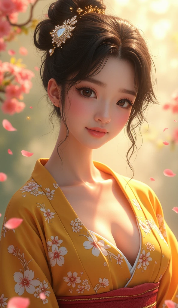 (masterpiece,Highest quality:1.4),(8k,RAW Photos,Photorealistic:1.4),Ultra-high resolution, ,(Glowing Skin:1.4),Detailed肌,Detailed顔,Detailed目,(Beautiful and shining eyes:1.2),Symmetrical eyes,Detailed耳,One person,Natural Makeup,(((Idol))),,Detailed背景,Vivid background,Beautiful and shiny hair,,((Average teenage breasts)),,(Detailed Sexy Kimono,Beautiful Teen,Sexy Neon,mysterious,whole body),,((Sharp Face)),Natural light,,(Very detailed ,,online shopping,LUMINE® Market,),Cleavage,Background of fluttering cherry blossom petals,Professional,(Detailed,Location was great.),