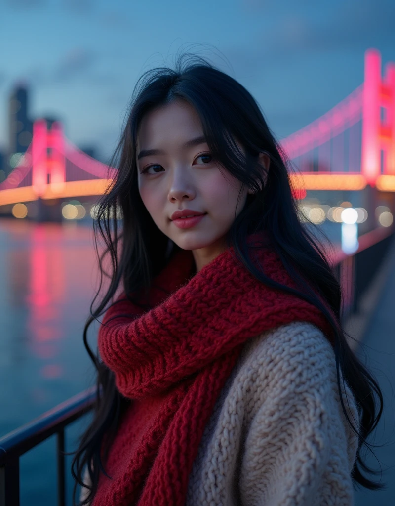 a beautiful Vietnamese girl. walking on a winter street. --auto --s2