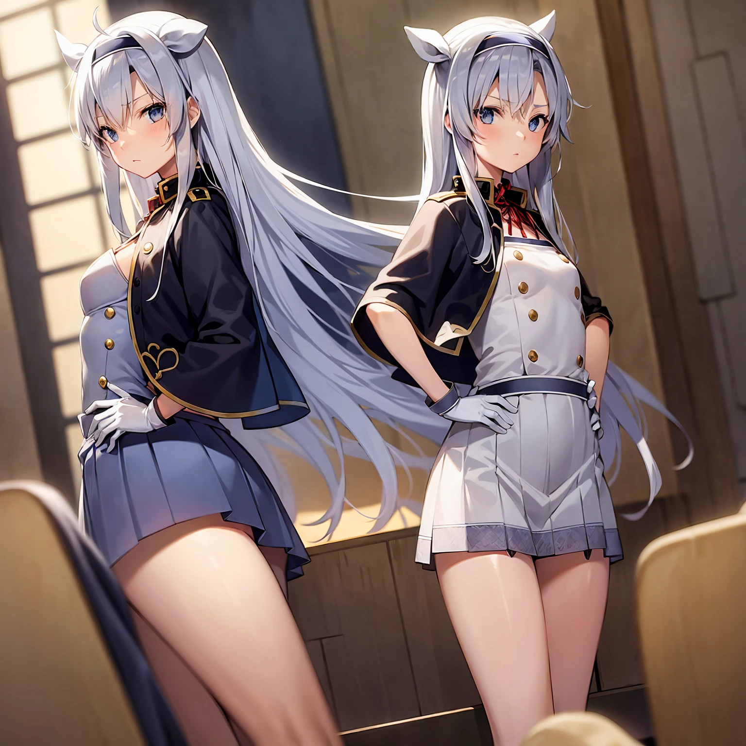 Twin-tailed、japanes、Sheer uniform、Underwear black、hi-school girl、Extraordinary Beauty、slender、Medium breast size、Background in the city、Skirt short