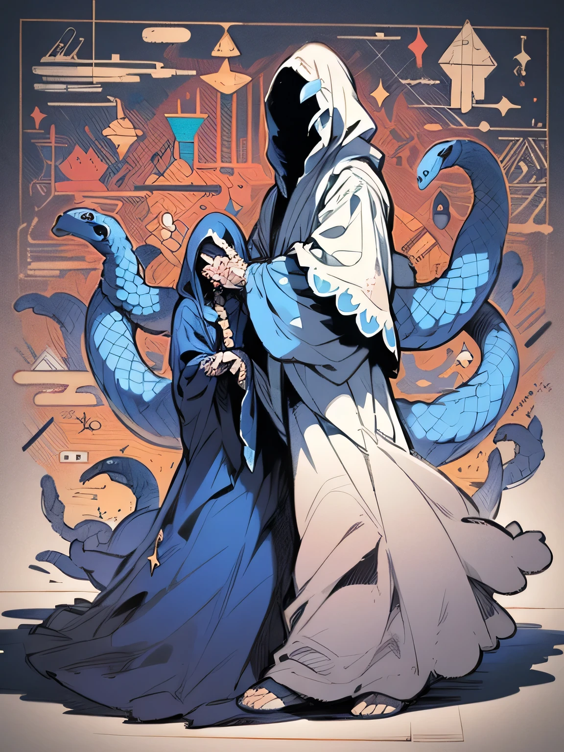 A close up of a person in a hoodedie holding a snake - SeaArt AI