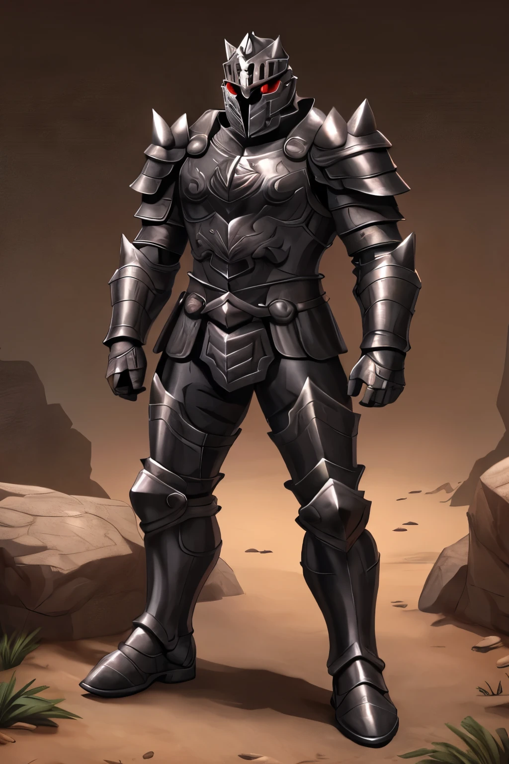 (best quality,ultra-detailed),surt,metal face(1.1),red eyes(1.1),armor(1.1),muscular male,tall,barbarian,pants pullover,full armor, full sentai armor , full armor, full body, boots