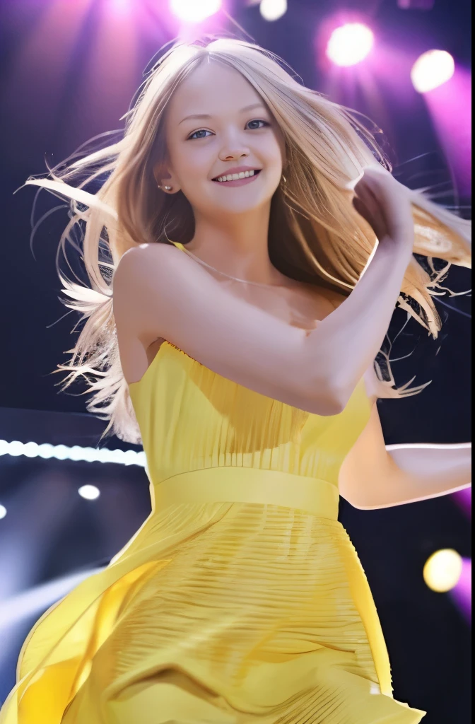 (she looks like gemma ward:1.3), (one idol, idol dress, idol stage:1.4), straight hair, narrow eyes, flat chest, (jumping, from below:1.2), smile, looking at viewer, (full body), (Realism:1.4), (hyper realistic:1.4), (realistic:1.3), (soft light:1.05), (Improve lighting quality in movies:0.9)、32k, Realistic lighting, backlight, face light, Ray tracing、(bright light:1.2)、(improve quality:1.4)、(High quality real texture skin:1.4), Facial details are more delicate, high quality eye, (tired, sleepy and content:0.0), (Enhance body line emotions:1.1)、(Increase the beauty of skin texture:1.1)