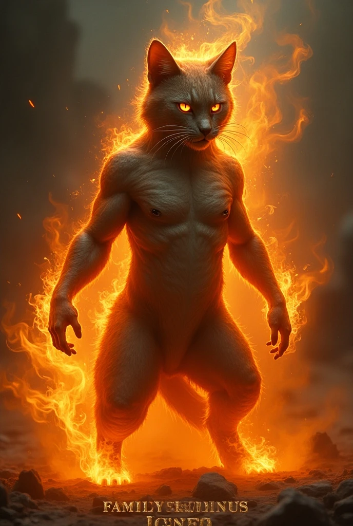 Powerful magical humanoid rabbit surrounded by flame