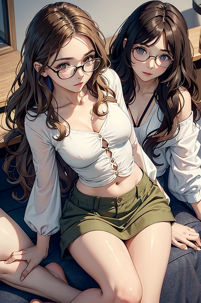 erstelle ein Disney Animation von 5 Freundinnen, die an einem grauen Tisch mit blauen Details sitzen. 2 girls are sitting on the right side. Die Linke hat Mittellange scharze braune locken, green brown eyes, dezente Sommersprossen, lange schwarze Wimpern. die Rechte hat hellbraune lange glatte Haare, hellblaue Augen, ein schmalen Mund, wears round thin rose gold glasses. There are 3 girls sitting on the left. die Rechte hat Gingerfarbende lange glatte Haare, large hazel colored eyes with long eyelashes, large lips with a small birthmark on the left upper lip. Die in der Mitte sitzende hat dunkelbraune Augen mit langen wimpern , her hair is brown with blonde streaks. Die Rechte hat lange dunkelbraunen marokkanische locken, big brown eyes with long eyelashes and very thick lips.