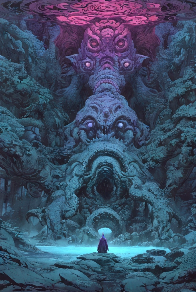  I have a picture of a giant monster with a huge mouth,  Lovecraft Scenery ,  symmetrical epic fantasy art , Undersea Temple,  epic sci-fi fantasy illustration , Dan Mumford.  Concept Art,  Noah Bradley , Inspired by Lovecraft, world of warcraft  Concept Art,  Cthulhu Monsters , noah bradley  Concept Art,  Lovecraft Scenery ,  detailed fantasy art 