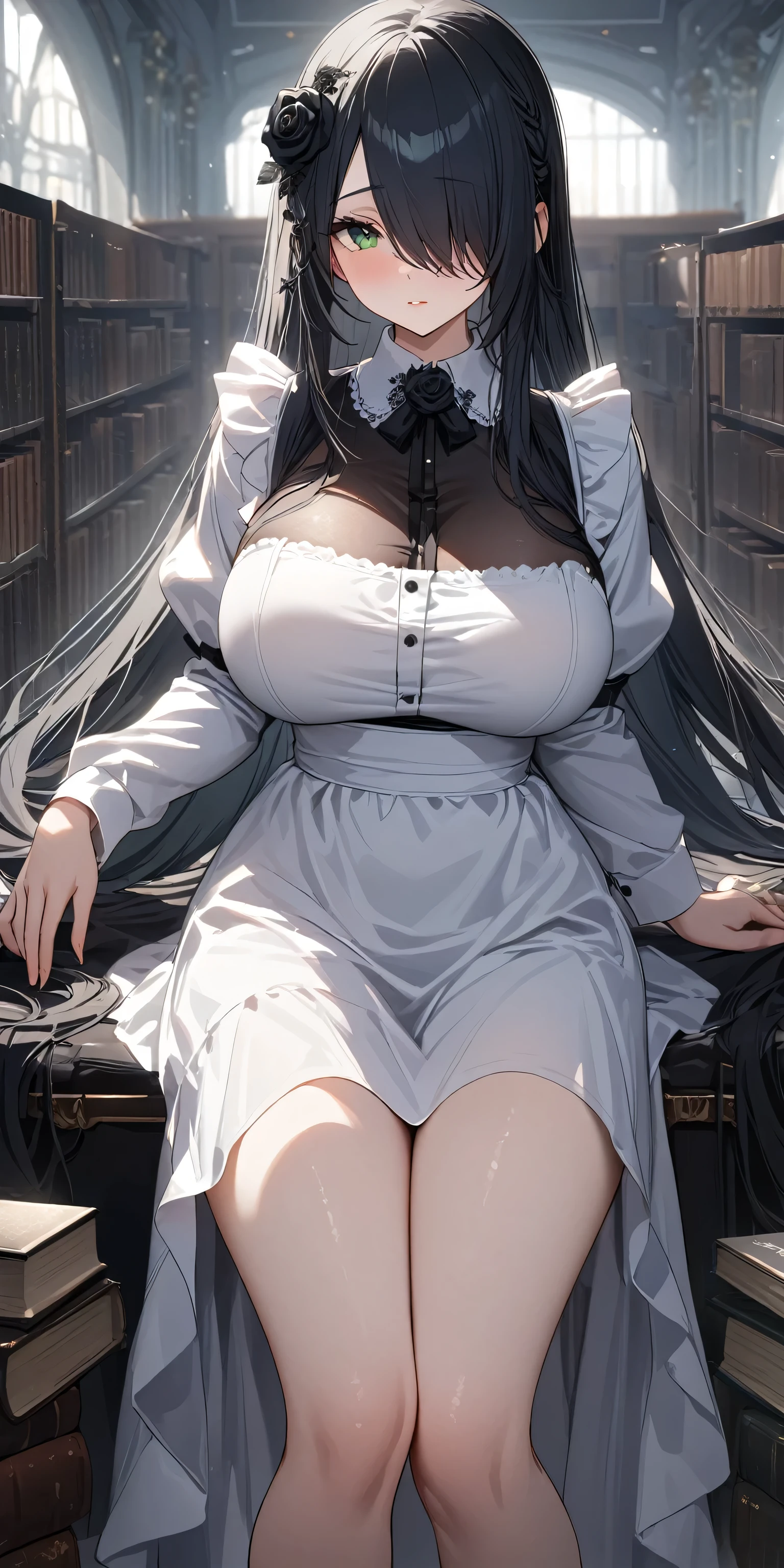 ((Mature Woman,nun)),(big breasts),((best quality)),(((intense orgasm:1.0))),(tears:1.2),(Sweat:1.3),((at the church:1.1)),(garter belt,panty:1.1),(button-down,woman is wearing lace),(clothing),(Squint eyes:1.1),(Smile,embarrassing,blush:1.3),((((open legs on desk)))),