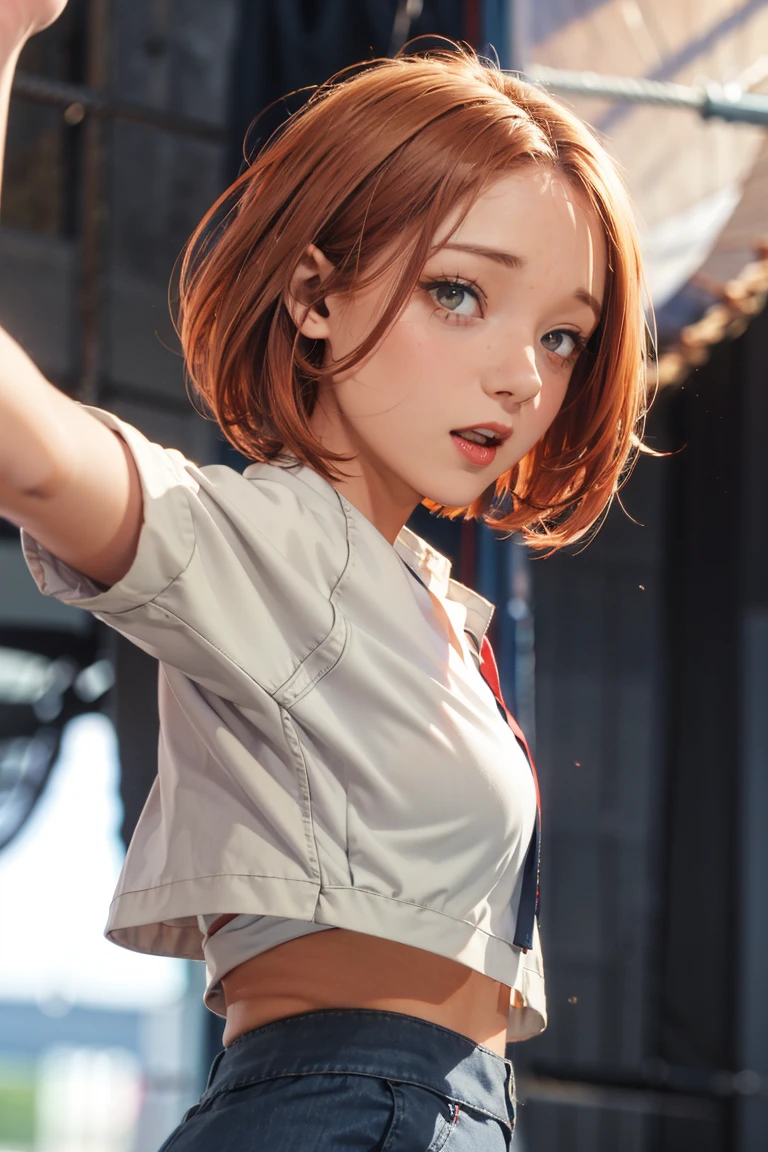  open clothes、Short hair、Red-haired girl with bulging eyes