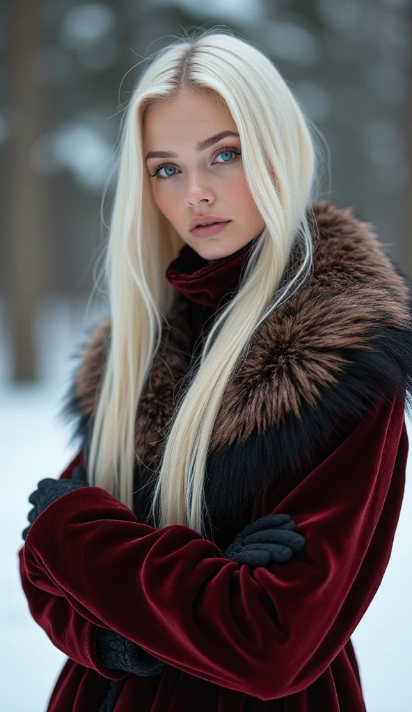 A stunning Russian model posing elegantly for a high-fashion photoshoot ...