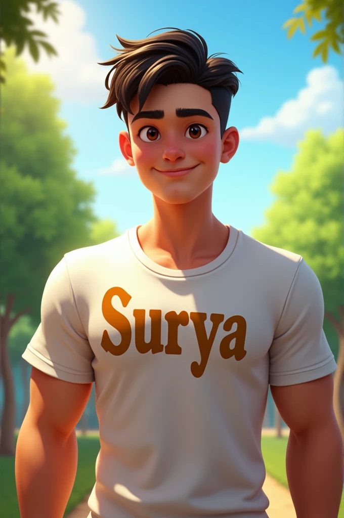 A boy wearing a t shirt of name kanha