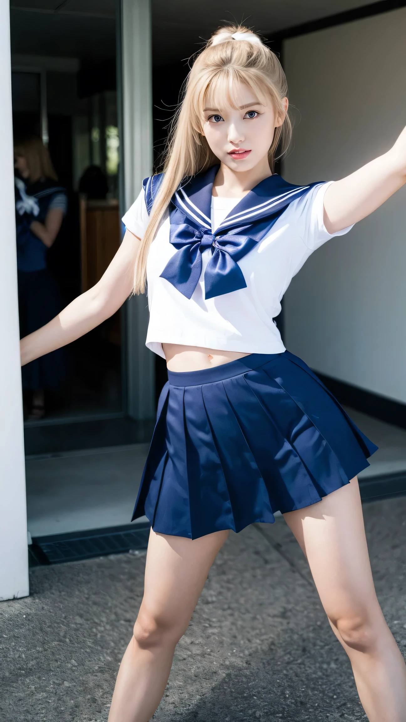 1girl, idol, close-up,photo, film, depth of field, model, looking at viewer,realistic,NSFW,1 girl,cute,(((lolita))),((((smallish body)))),(((very short))),blonde hair,panties,skirt,(((lift skirt higher))),no sleevs,(((smallish body))),((visible panties)),(((little))),smile,cute face,(((short body))),chibi,(((visible underarms))),no bra,