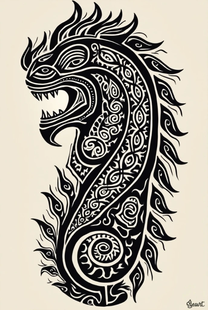 wts2024, stylized, flat, simple background, tribal, 2d, centred, simplistic, 1girl with tribal tattoo,