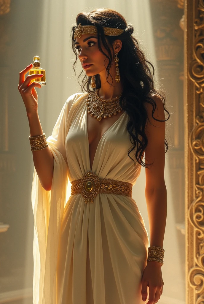 Egyptian woman using perfume