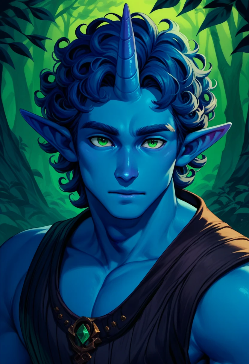realistic chaotic blue space wizards with demons