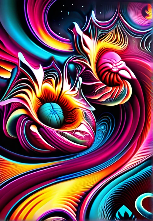 Psychedelic-style nano-infused mutants, Mutants with nanobots integrating into their bodies, Granting Extraordinary Abilities, a dark nebula in the background, . swirly vibrant colors, swirl patterns, abstract shapes, surreal, mind blowing