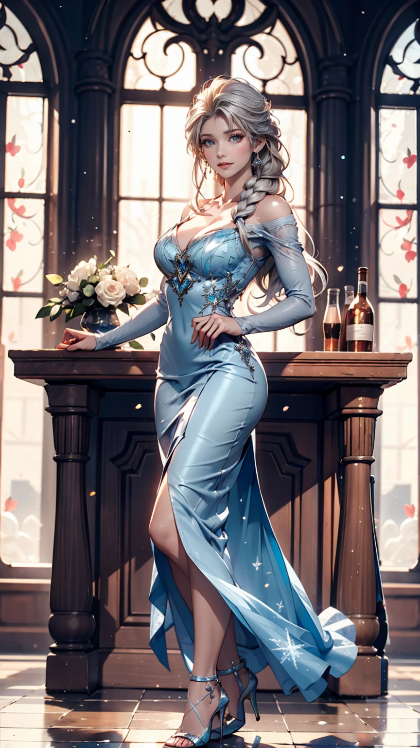 Frozen、Elsa、 Silver Hair、 Had、blue gradient dress、Stiletto heels