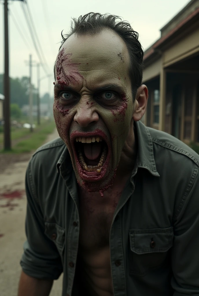 (masterpiece, best quality:1.2), ((RAW photo, Best quality)), (Realistic, photo-realistic:1.2) (((a zombie hotting))) , zombie Negan from the Wa Wrapping with barbed wire lking Dead, black jacket, horror, creepy, night, (((White eyes))), angry. ((Pale or greenish skin)), (((hottinig))) Body, wounds, empty eyes, torn clothes, slow movements, guttural noises, aggressive and cannibalistic behavior. Cinematic lighting.