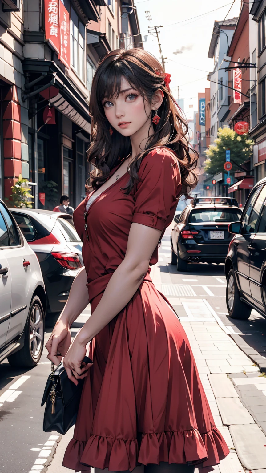 Claire Redfield from Resident Evil, posing seductively to viewer, solo:1, pov, beautiful thighs, front view
Sunny city background, long hair, 3/4 body, v neck mini summer dress