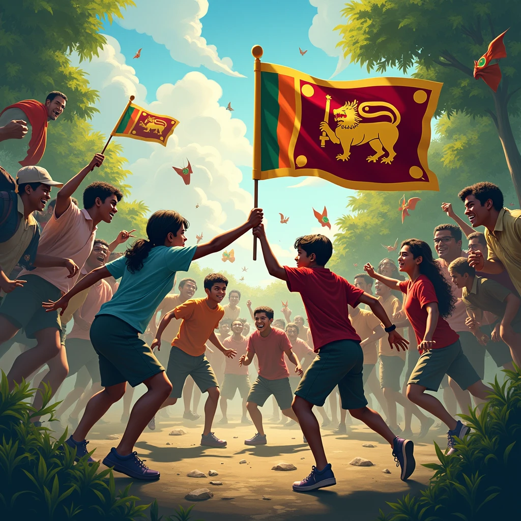 Many typical bengali tortured bloody shiny teenage boys flying in the black sky.
They hold upper part of bangladeshi flag while many monsters with long sharp nail hold their legs and forcing to bring them down