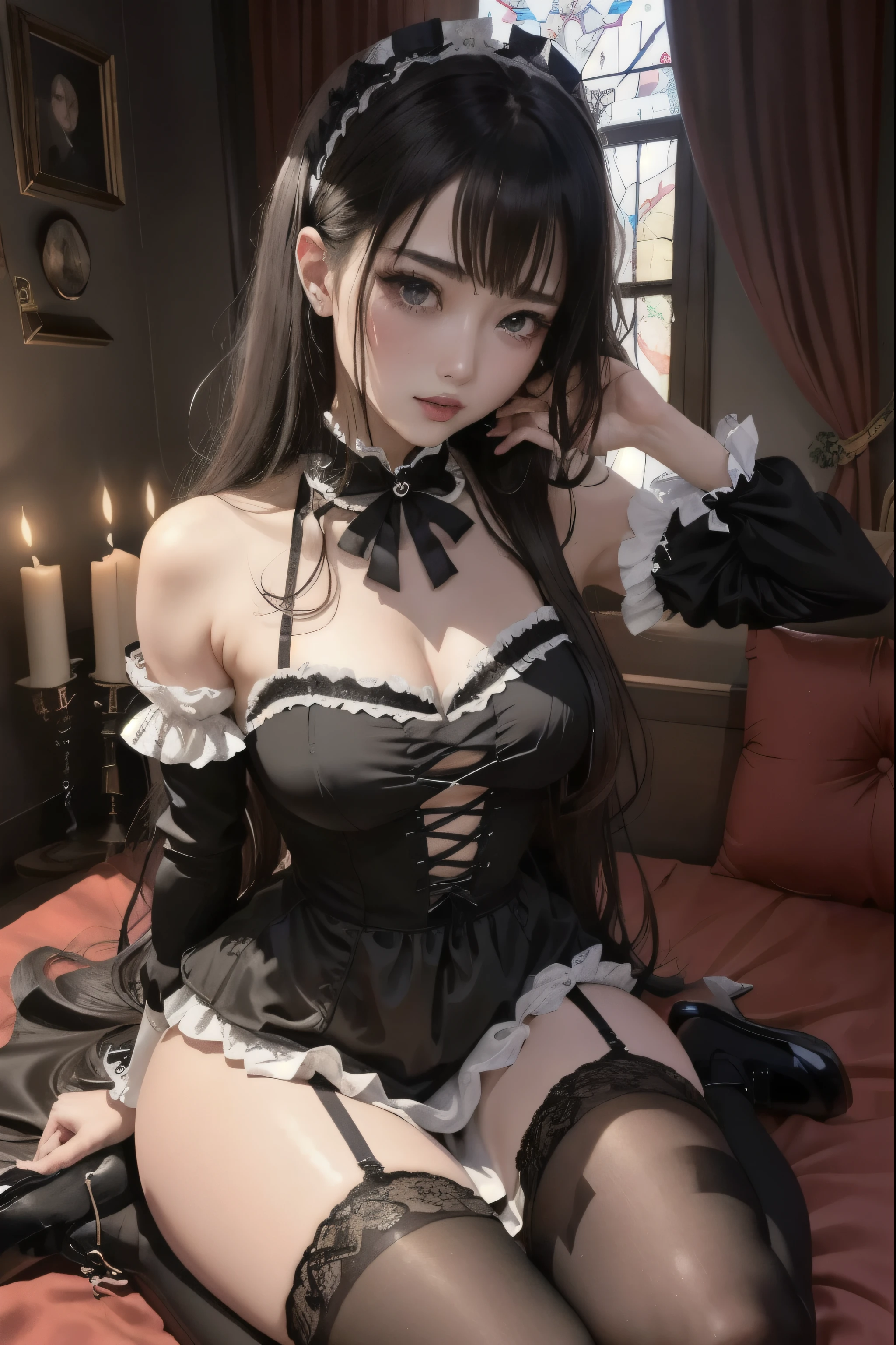 Hard Dark Gothic Makeup、Dark black eyeshadow、 sad、Good skin radiance、Dark Gothic、 dark smile 、palace、The beauty of fragrance、24 years old、Masturbation facial expressions、Extremely fair skin、 rich expression of pleasure 、 uncomfortable expression 、Dark Gothic、 best quality、Drunk face、Purple maid outfit、Mysterious、Noble、 affectionate smile 、Right eye is blue、Left eye is red、 super careful pose 、Platform heel shoes、 heavy makeup、Gothic Clothing、Long Hair Straight Hair、Cute Gothic Dresses、 beautiful face、Elegant features、Attractive face、 Stained Glass Background、Chest glistening with sweat、The room is dark、goth long dress、Bell Sleeves、Wizard Sleeve、Decadent look、 sexually aroused expression、 handmade on the bed 、 I have a synthesizer instrument nearby 、 sitting on the bed 、Sad look、Rose Maiden、The embroidery is pink、 the dress has pink embroidery、 thigh high socks 、 knee-high socks、 Gentle Expression 、Dark black eyeshadow、 Stained glass and rose background、 branching is a little lonely 、Female Duo、Female couple、 dark church background 、 Stained Glass、Black metal world、Dark Castle 、 slender body sitting in a rock bath、gothic long dress、 victorian dress 、 small breasts、 room full of roses 、 I'm worried because of roses 、 My body is wet and shiny 、 the pot has lots of glitter 、I am sweating、 my pot is sticky from sweating 、 Her meat is shining with sweat 、My whole body is sweaty and shiny、I've sweated a lot 、 the meat is sweaty 、 My wet meat is shiny with sweat 、 A pig that got wet with oil and became shiny 、 white body 、 wet shiny pig water 、Beautiful legs、Outstretched legs、Put your hands on the bed、Super beautiful straight hair、Straight hair to the ends、Straight perm hair、 making the butt of the bed 、 sitting with legs wide spread、 my breasts are small、Panting expression、 masturbation expression 、 transcendental white skin 、 playing the synthesizer 、The synthesizer shines、 My pot is shining with sweat 、 touching the synthesizer 、Playing a keyboard instrument、Synthesizer performance、Hide your chest、Playing keyboard instruments、Piano performance、