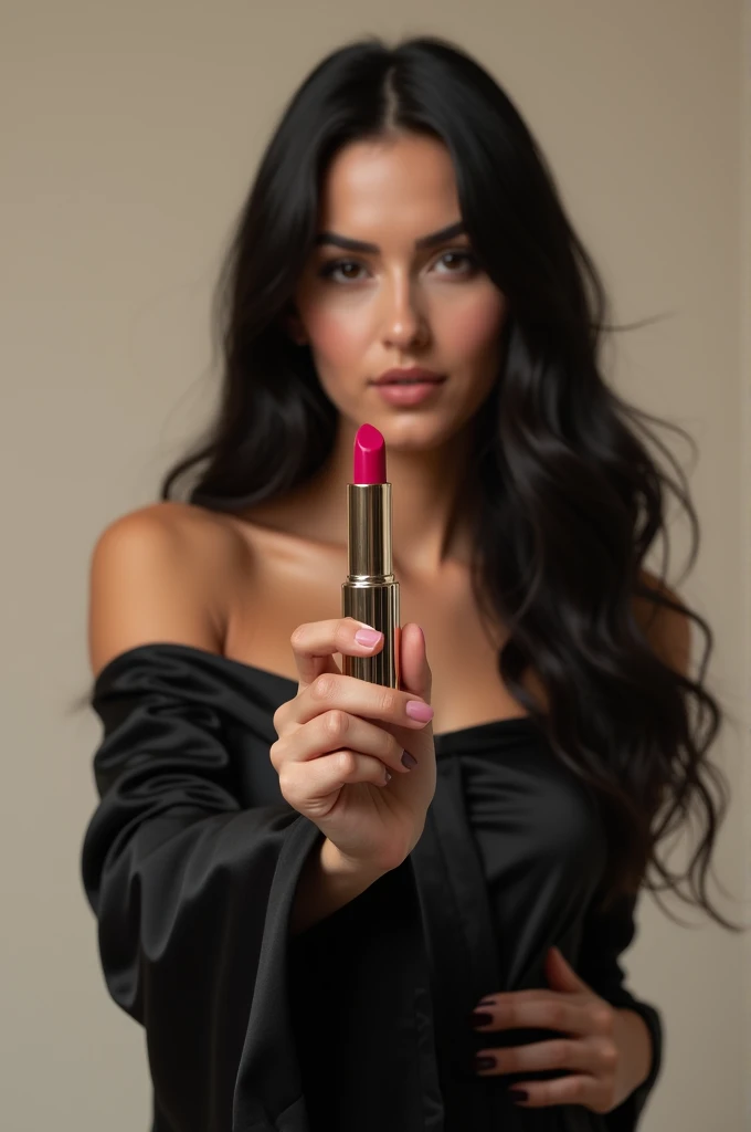 UMA MULHER LATINA, USANDO UM vestido rosa, In her hands she holds a nice pocket knife with a nib Looking at the camera