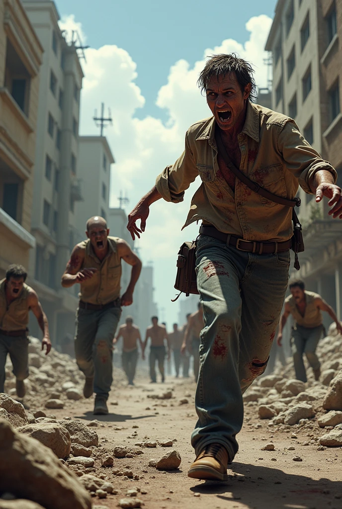 create a strong man walking among dead bodies, A Biblical Scene