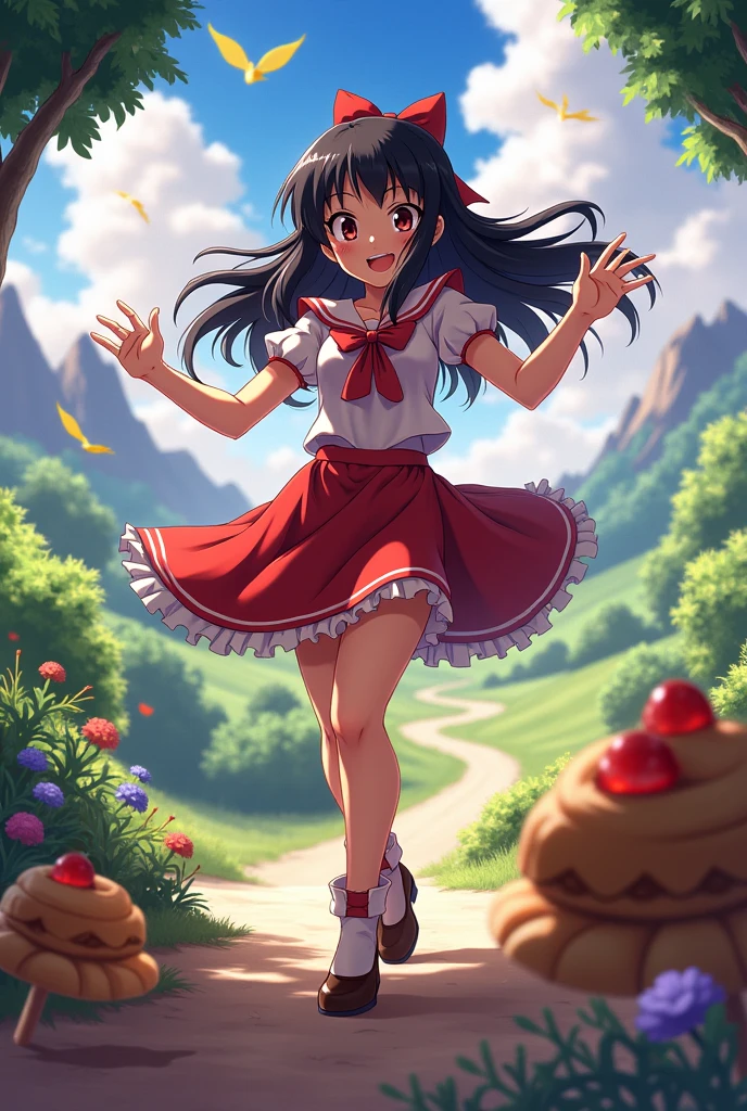 girl with、Lying on the lawn of the park、full body Esbian、Distinctive ethnic hair ornaments、Characteristic ethnic shoes