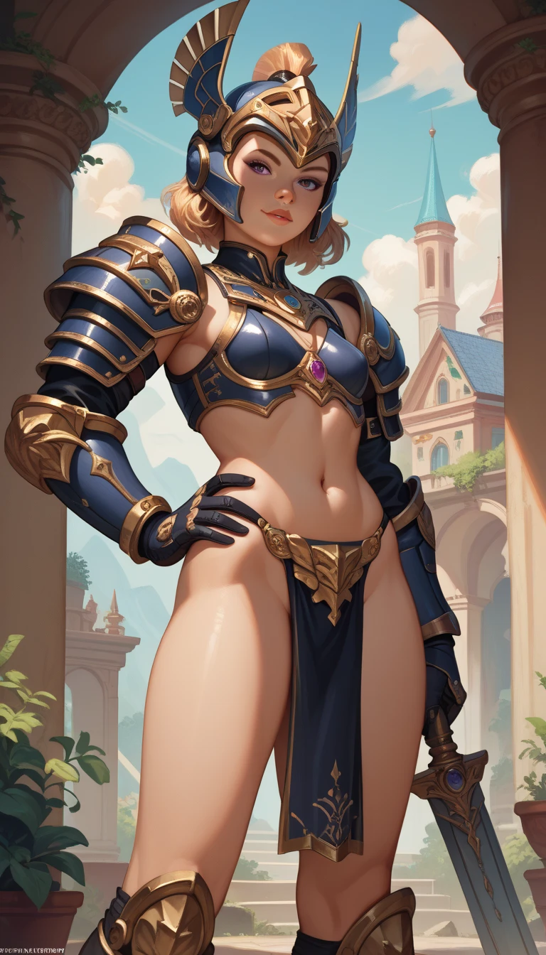 masterpiece, best quality, 1girl, solo, crown, upper body, standing, ((cameltoe focus))