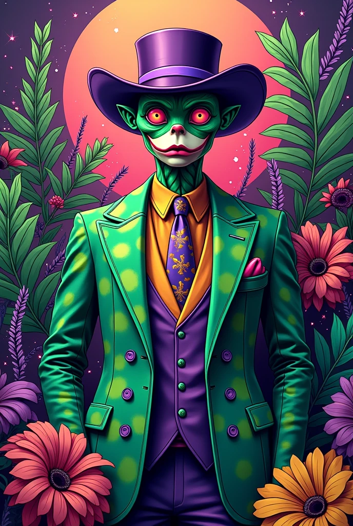 a dancing Zombie dressed like Elvis Presley, Surrounded by Plants, game "Plants vs. Zombies", full body, cinematic still, cinemascope, best quality, masterpiece, very aesthetic, perfect composition, intricate details, ultra-detailed, vivid colors